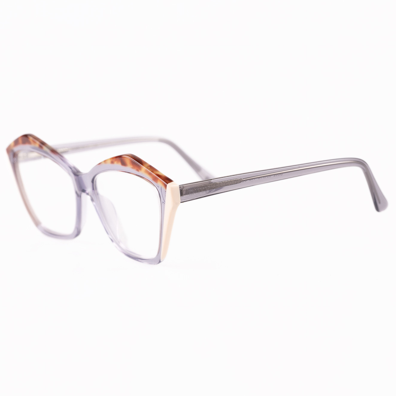  ÓCULOS DE GRAU FEMININO | CINZA TRANSPARENTE COM DETALHE FRONTAL EM ANIMAL PRINT E NUDE 