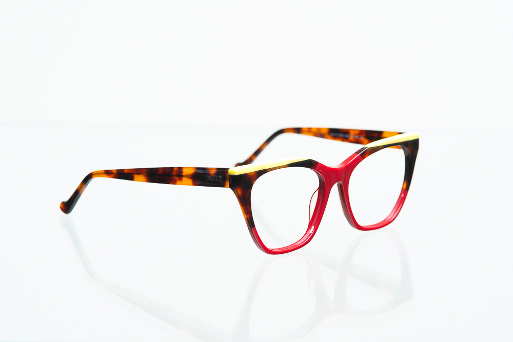 ÓCULOS DE GRAU FEMININO GATINHO SARA PRESOTO | VERMELHO COM DETALHE FRONTAL DEMI E VERDE LIMÃO