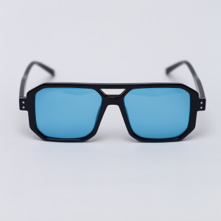 ÓCULOS DE SOL QUADRADO VILELA | PRETO COM LENTE AZUL