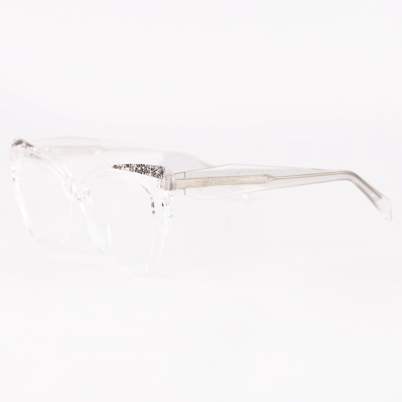  ÓCULOS DE GRAU FEMININO | TRANSPARENTE COM DETALHE FRONTAL EM BRILHO PRATA